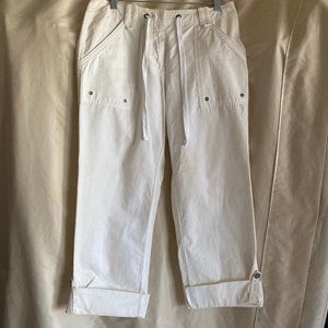 Liz Claiborne white draw string pants cuff leg